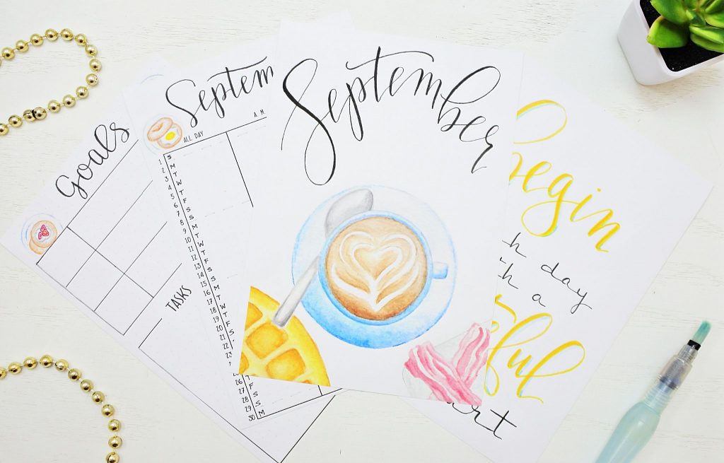 Printable September bullet journal setup.