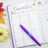 Printable November calendar bullet journal