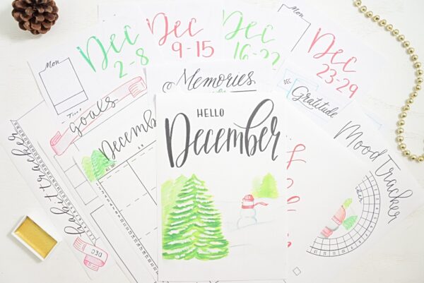 December bullet journal printables