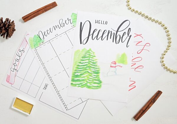 Free December bullet journal printables