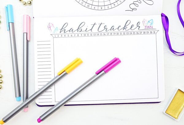 January bullet journal habit tracker