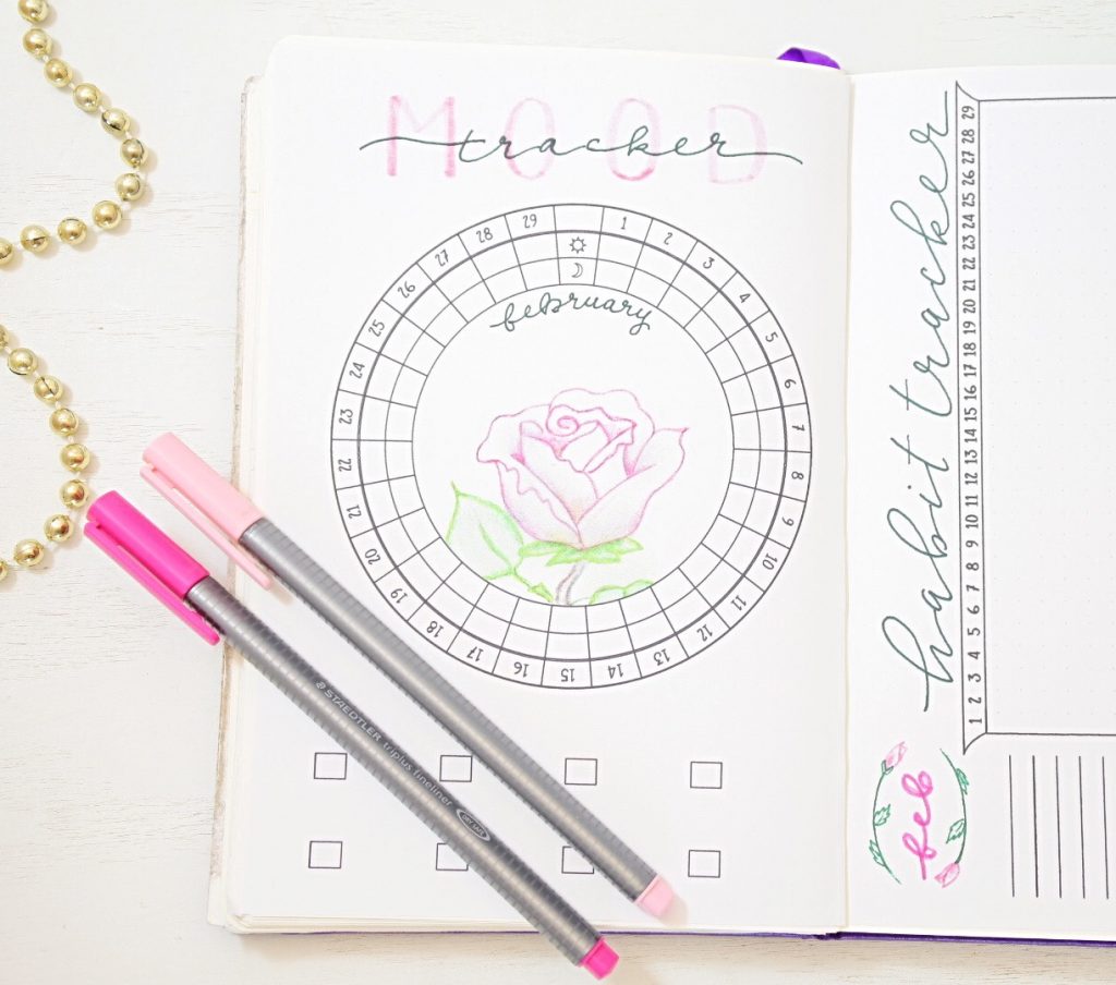 Bullet journal circular mood tracker