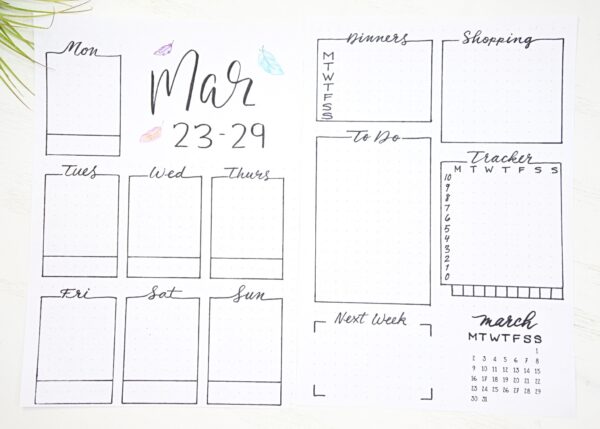 Bullet journal weekly spreads march 2020