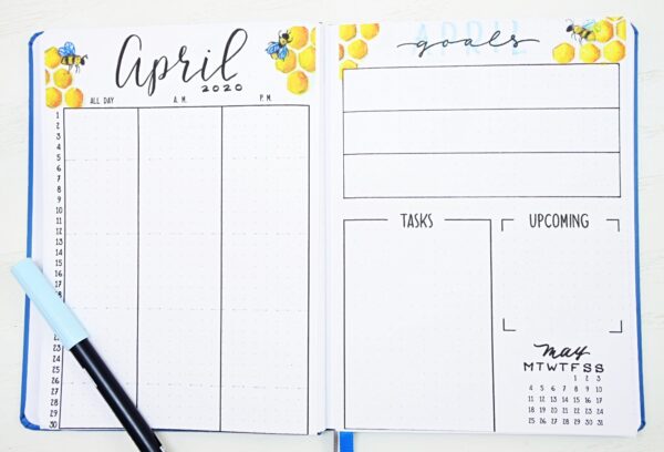 April bullet journal calendar