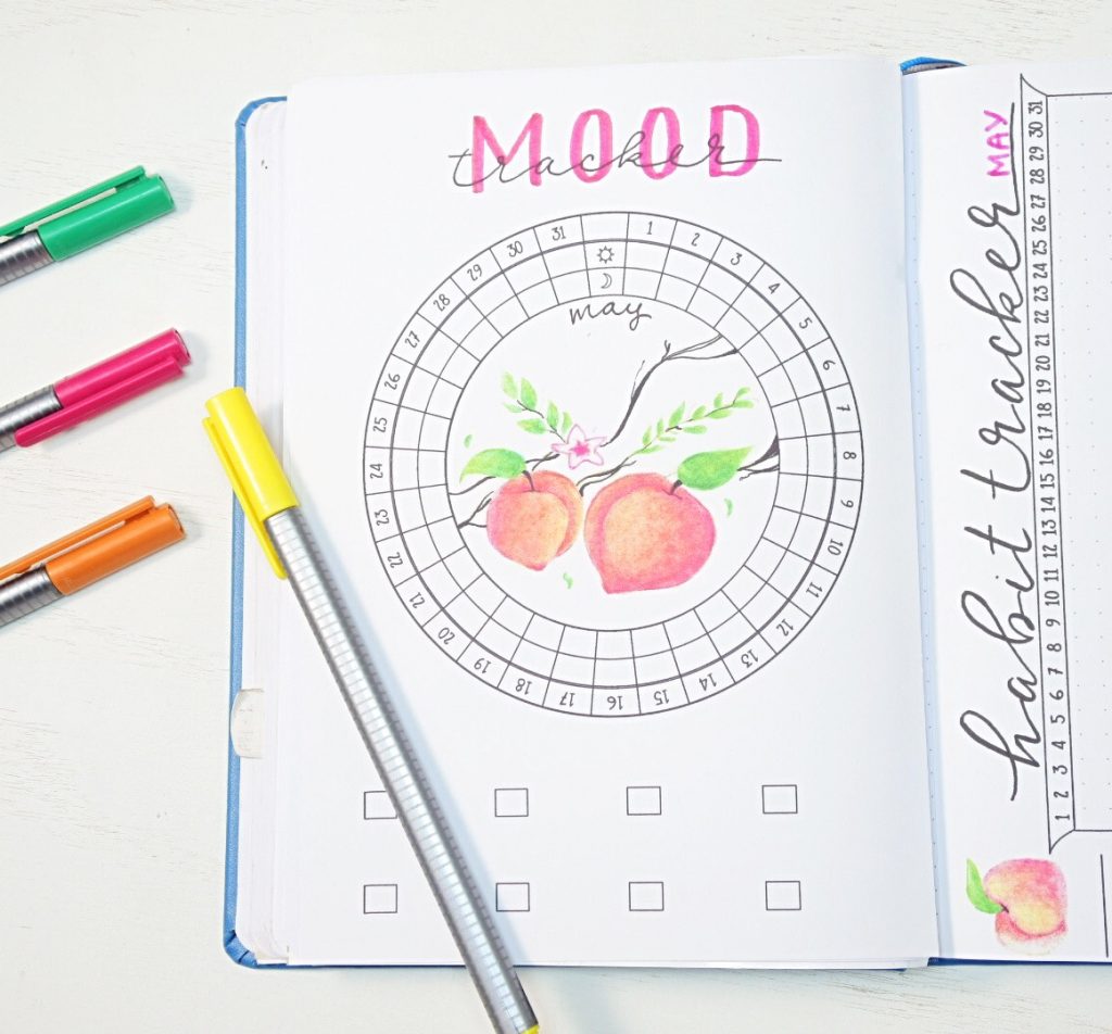 Bullet journal circular mood tracker