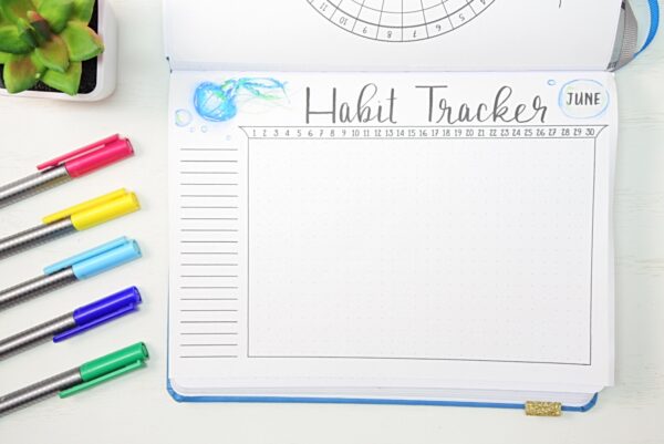 June habit tracker bullet journal
