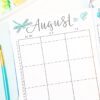 August Bullet journal calendar