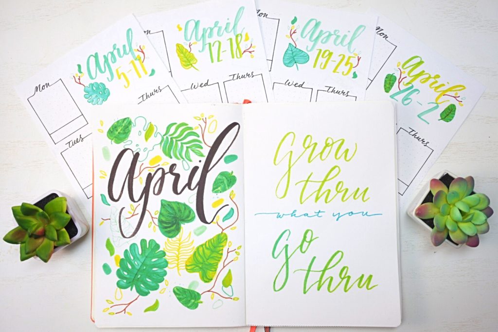 April Bullet Journal Printable Spreads