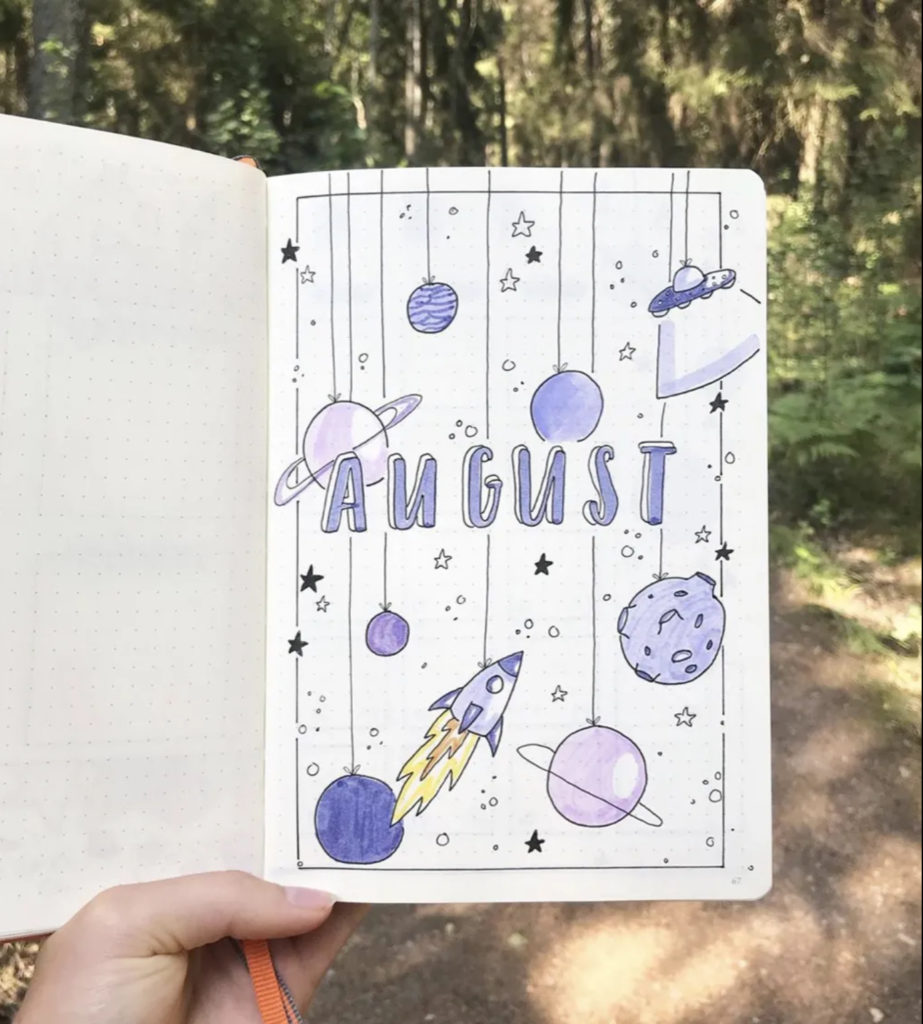 Planet Theme Bullet Journal Cover Page