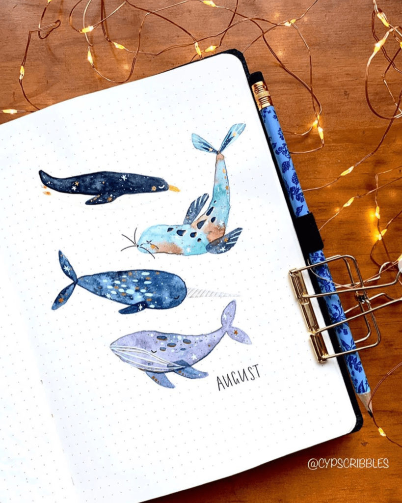 Watercolor Whale Bullet Journal Theme