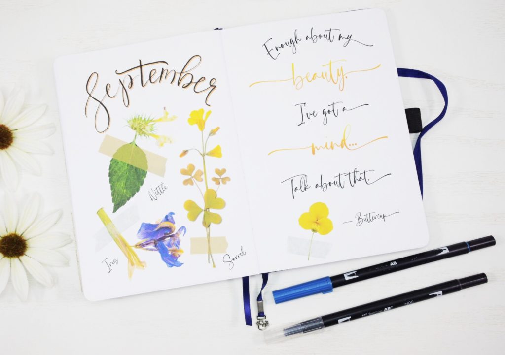 September 2021 Bullet Journal Cover & Quote Page