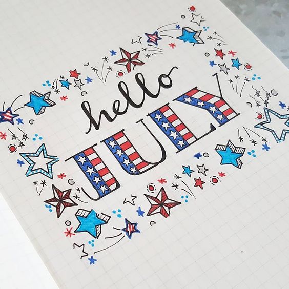 4th of July bullet journal cover page