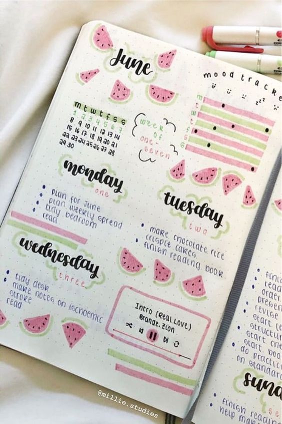 summer weekly spread idea