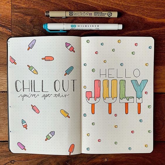 summer themed bullet journal 