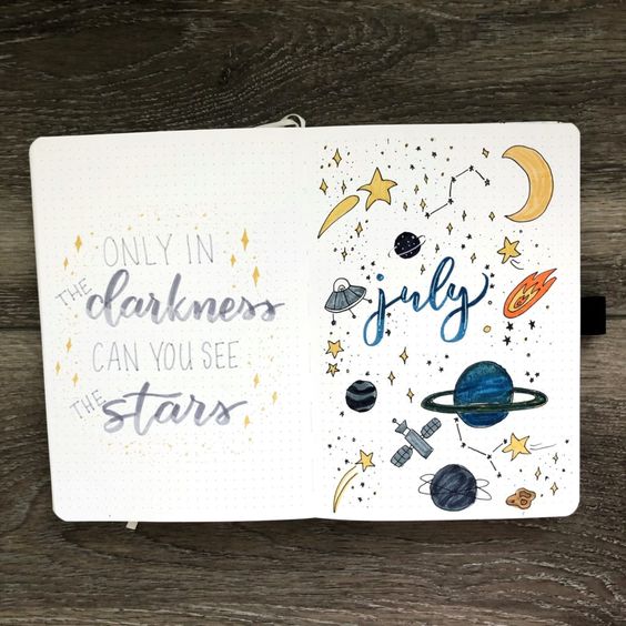 space bullet journal cover page