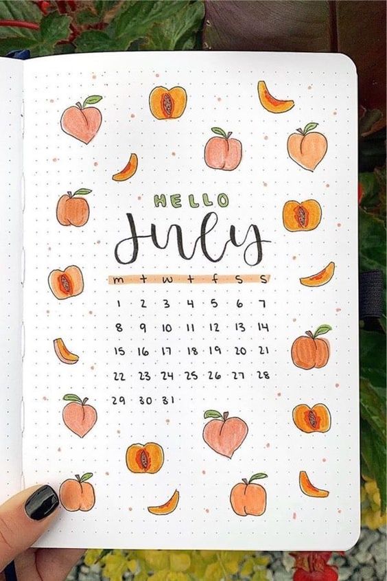 aesthetic peach bullet journal theme 