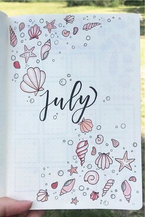 sea shell themed bullet journal