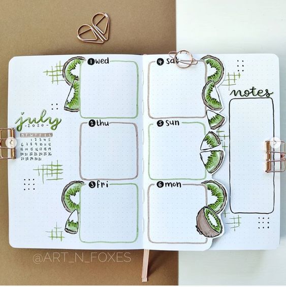 kiwi July weekly spread