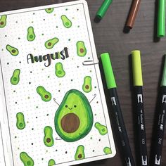 cute avocado bullet journal spread