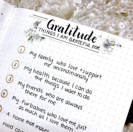 gratitude self care bullet journal spread