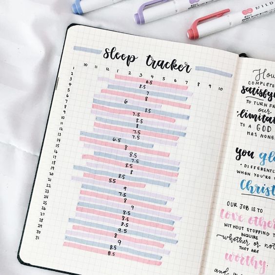 sleep tracker bullet journal spreads