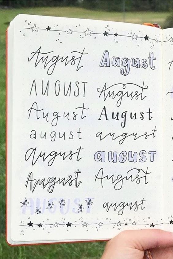 august bullet journal headers 