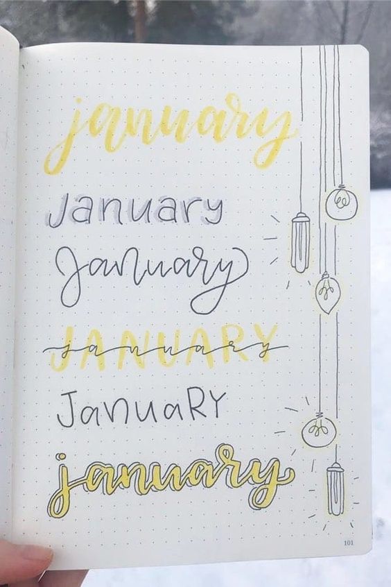 January bullet journal headers 