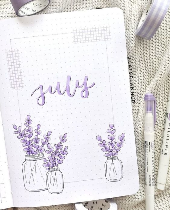 purple themed bullet journal 