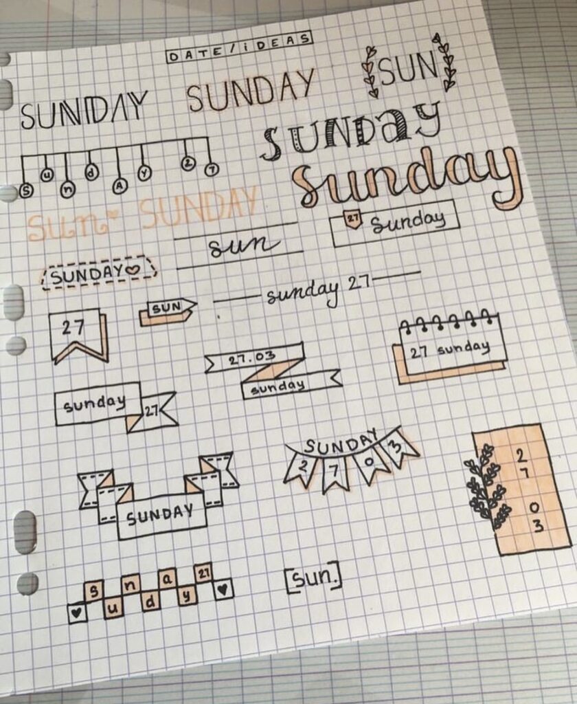 Sunday title for bullet journal 