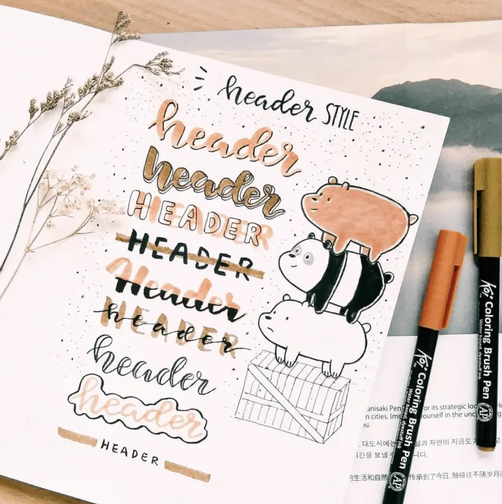 cute bullet journal header doodles 