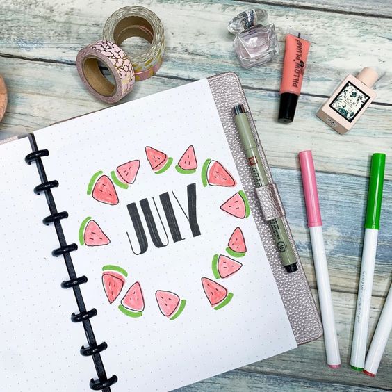 watermelon bullet journal spreads 