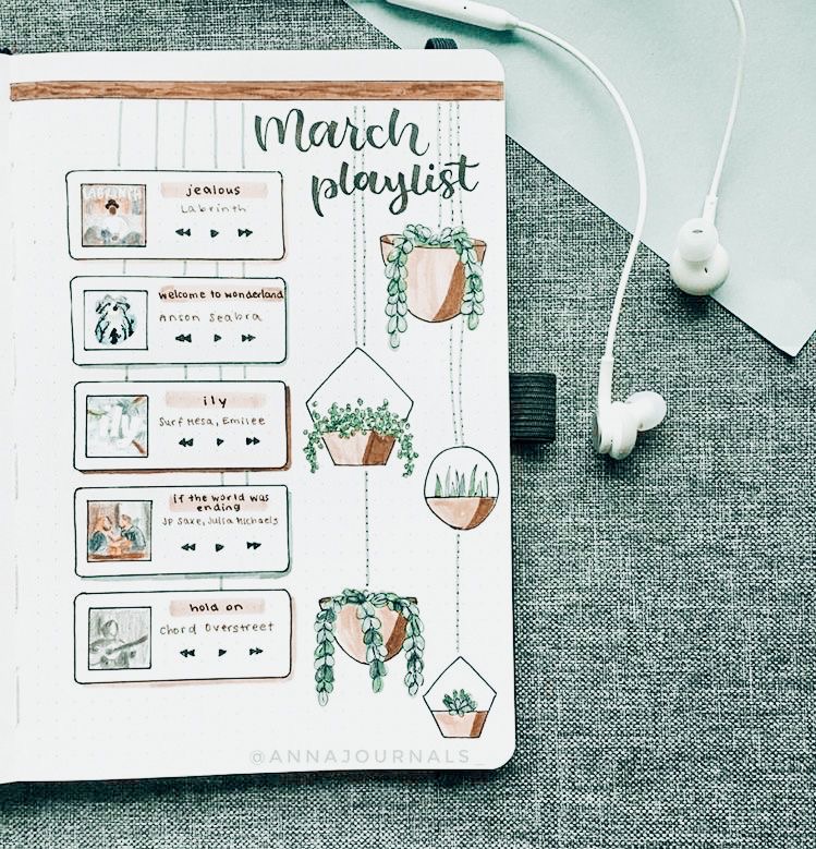 Aesthetic Bullet Journal Playlist Spreads ⋆ Sheena of the Journal