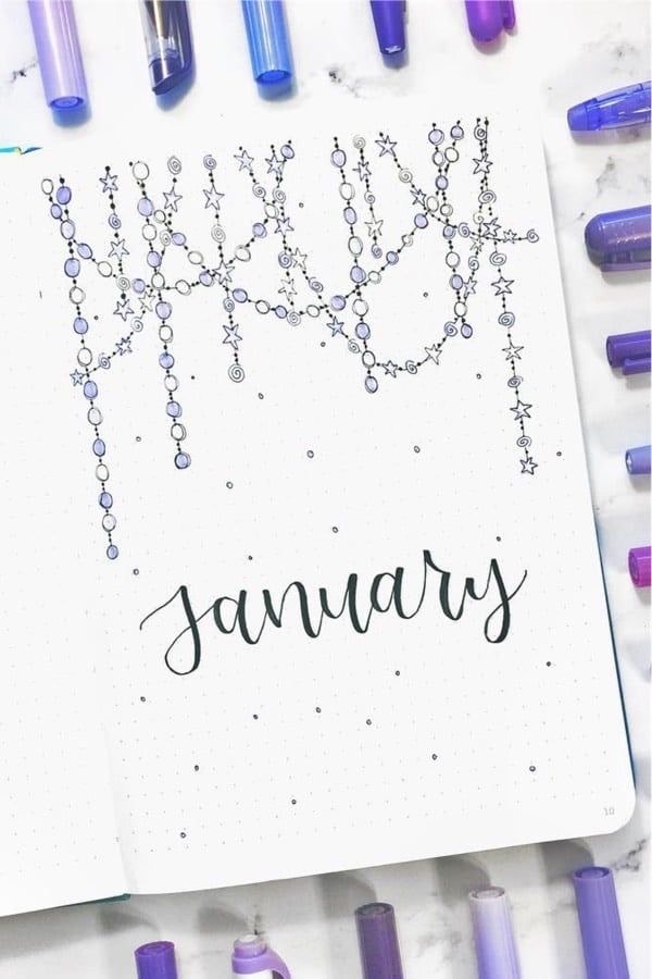 winter bullet journal spreads