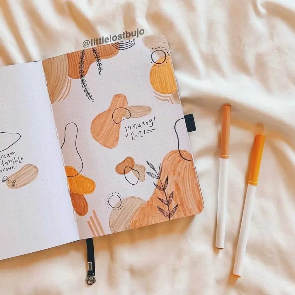 Orange bullet journal pages 