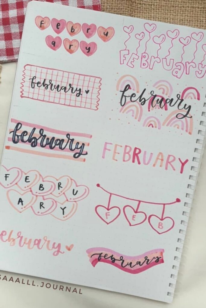 February bullet journal header ideas