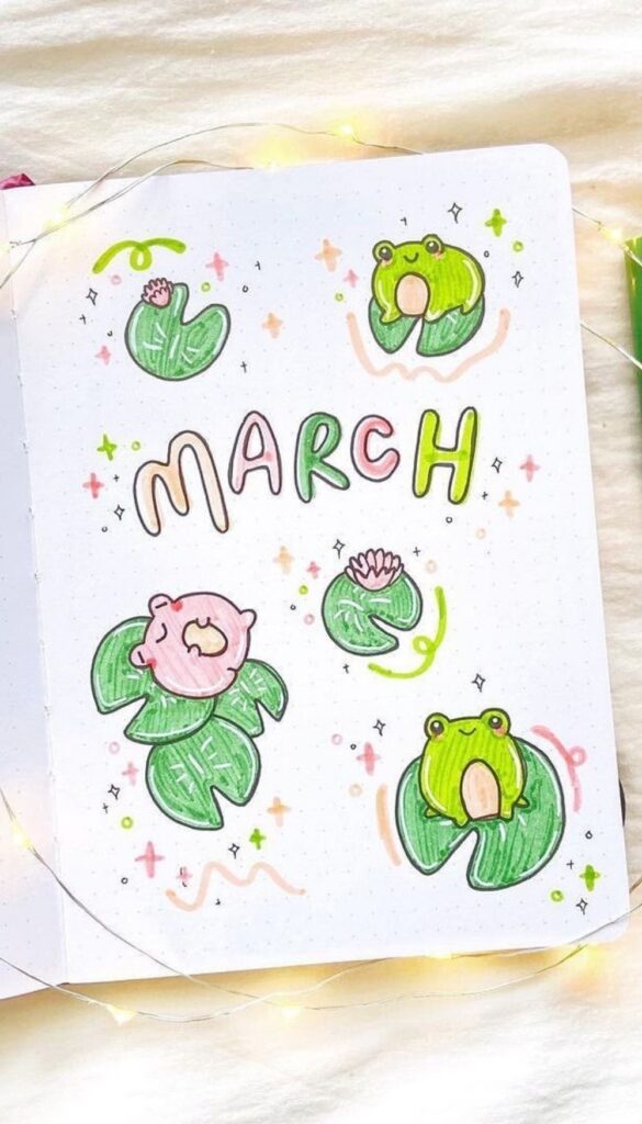 Frog bullet journal spreads 