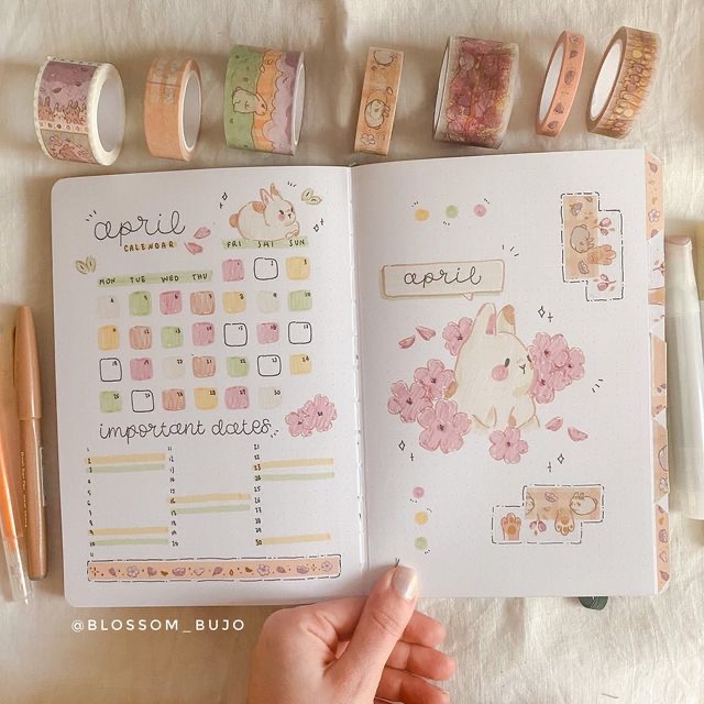 Aesthetic April bullet journal page 