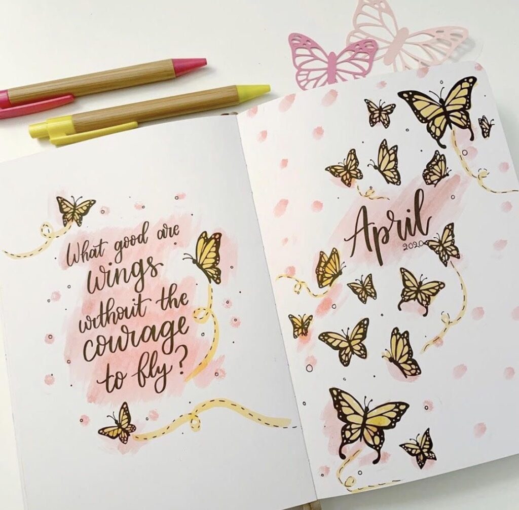 Butterfly bullet journal spread