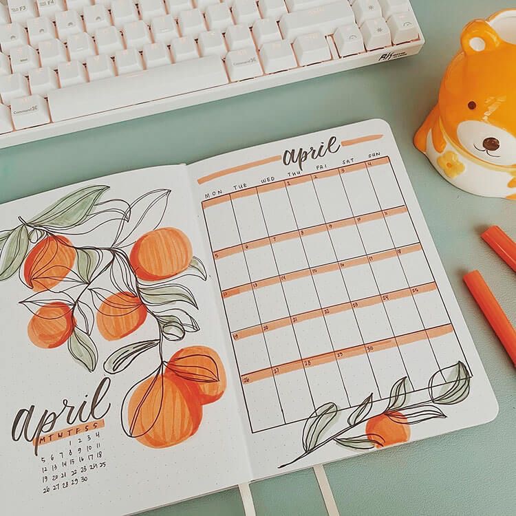 Orange themed bullet journal 