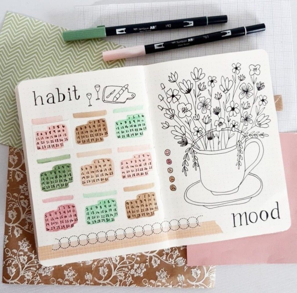 Mood tracker and habit bullet journal 